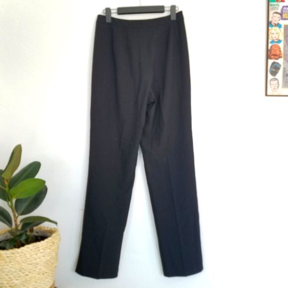Vintage Briggs New York High Waisted Pleated Wide Leg Black Trousers - Picture 3 of 6